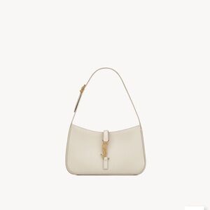 Saint Laurent Ivory Shoulder Bag with Gold Accent